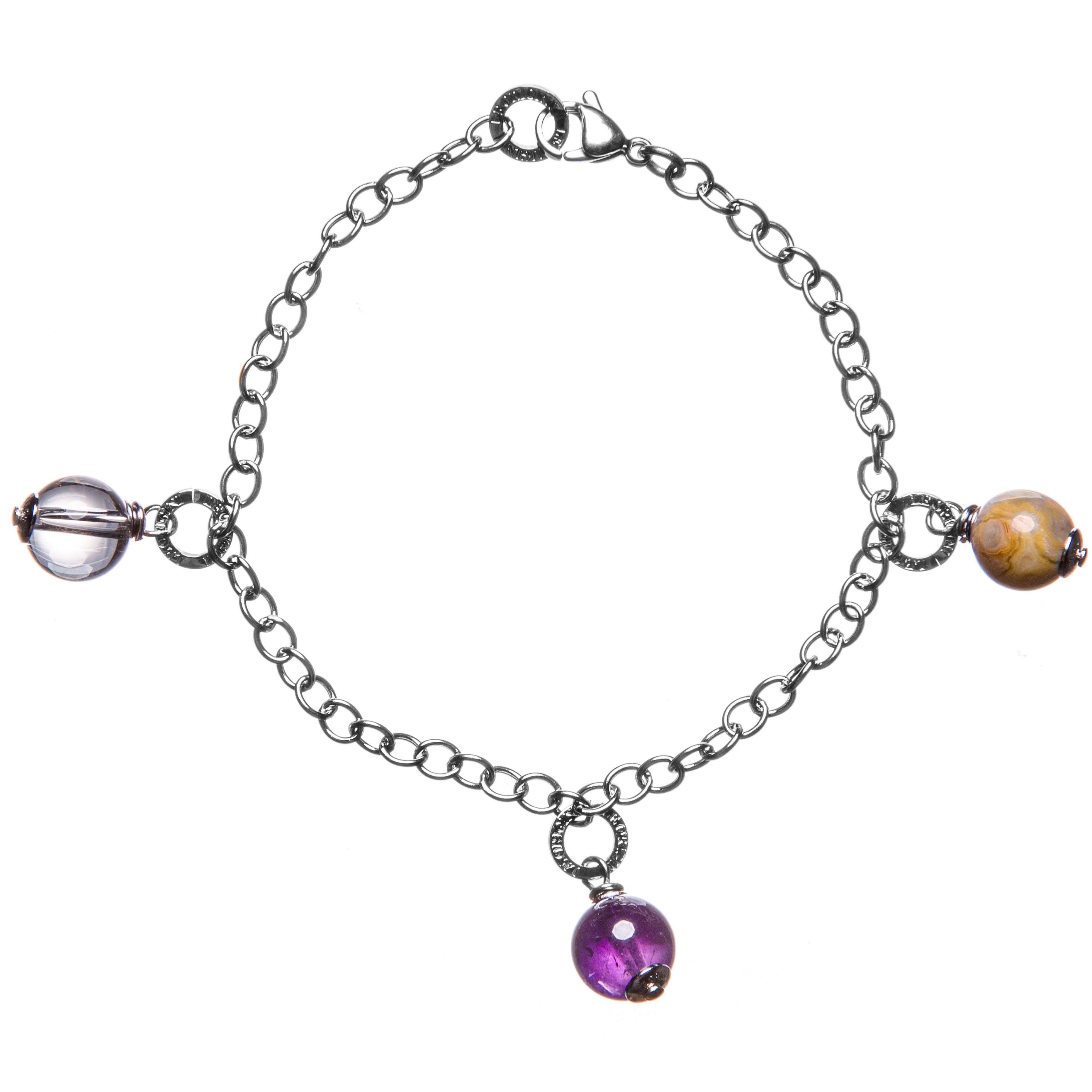 Bracciale Charms Relax: Ametista, Cristallo di Rocca, Crazy Agata - Le  Origini