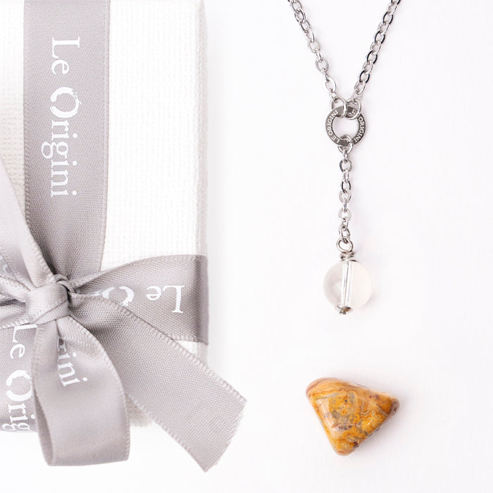 Festa della mamma - Splendore | pendente cristallo di rocca e burattato crazy agata