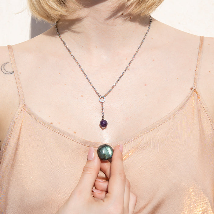 Festa della mamma - Sesto Senso | pendente ametista e burattato labradorite