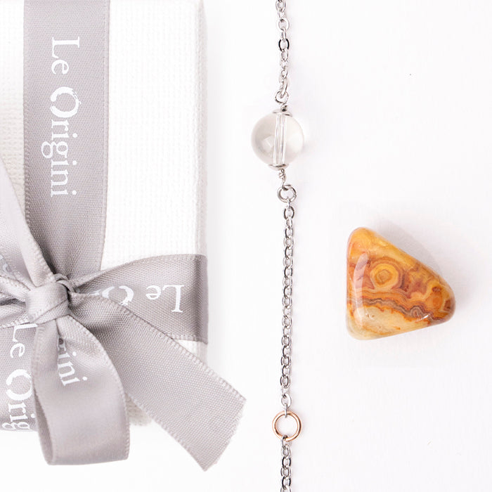 Festa della mamma - Splendore | bracciale cristallo di rocca e burattato crazy agata