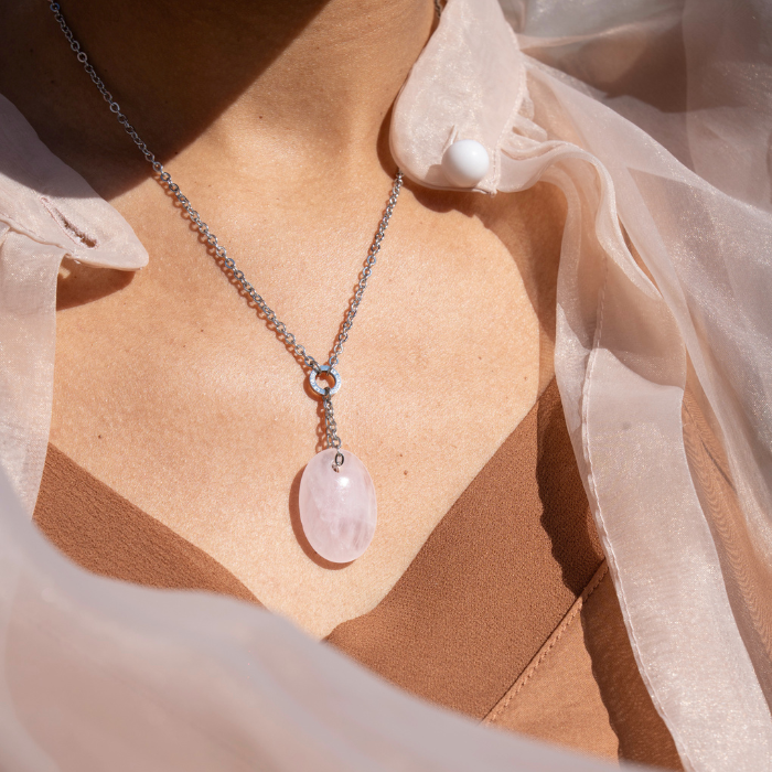 Collana Mini Zodiac Quarzo Rosa - Bilancia